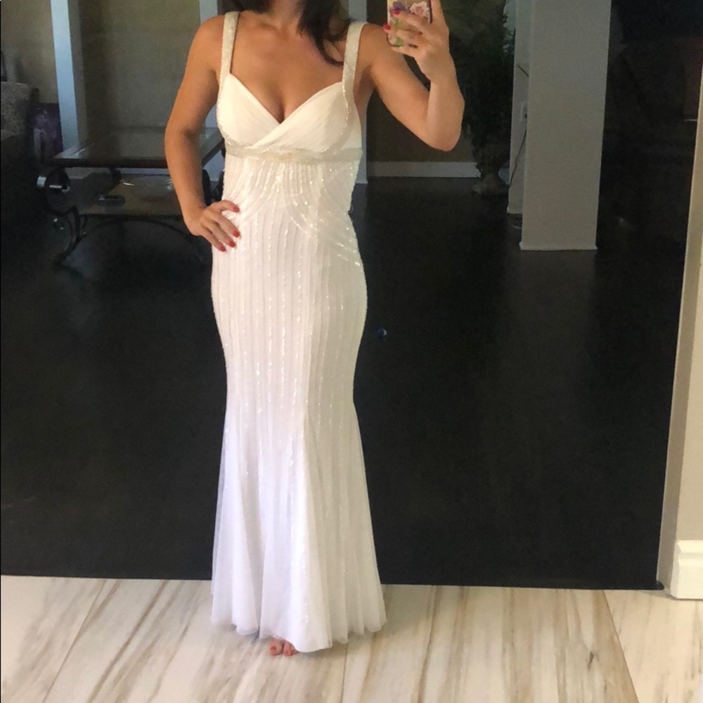 Beaded gown with open back